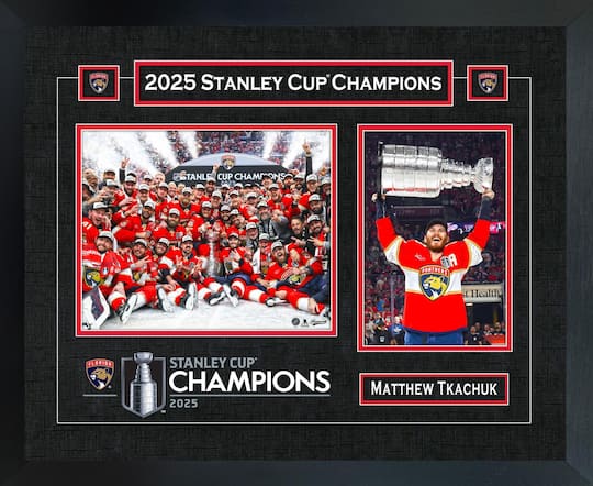 Matthew Tkachuk Florida Panthers 2025 Stanley Cup Champions 18" x 22" Player Championship Frame 22" x 18"